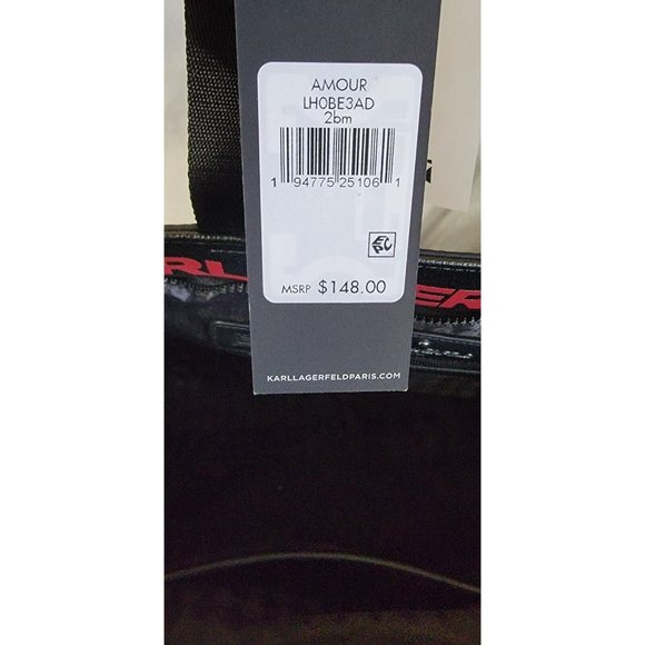 Karl Lagerfeld Paris Amour Womens Black Tote Bag Shoulder Strap Zip Closure NWT - Picture 9 of 11